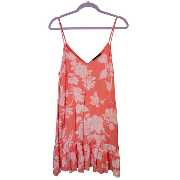 Lulu’s NWT Garden Bloom Coral and White Floral Print Ruffled Shift Dress Medium - Picture 5 of 8